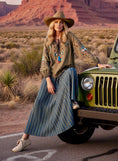 Cargar la imagen en la vista de la galería, Jupe PERRY Viscose Rayée Bleu Denim
