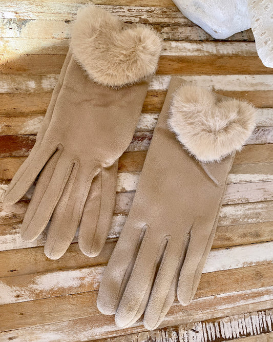 IRINA beige fur mittens