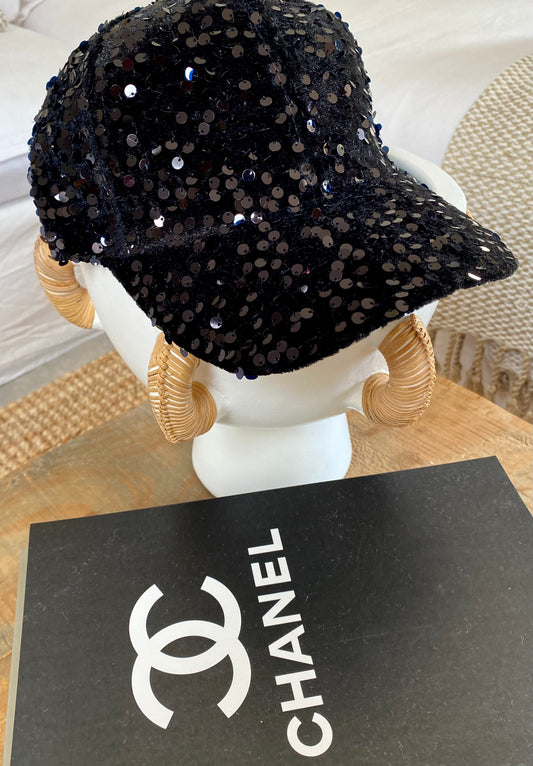 Casquette noire paillettes LISA