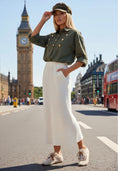 Load image into Gallery viewer, Chemise Kaki LILY – Style Officier Boutons Dorés
