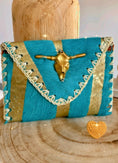 Load image into Gallery viewer, Porte monnaie enveloppe turquoise TEXAS
