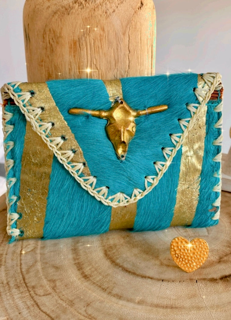 Porte monnaie enveloppe turquoise TEXAS