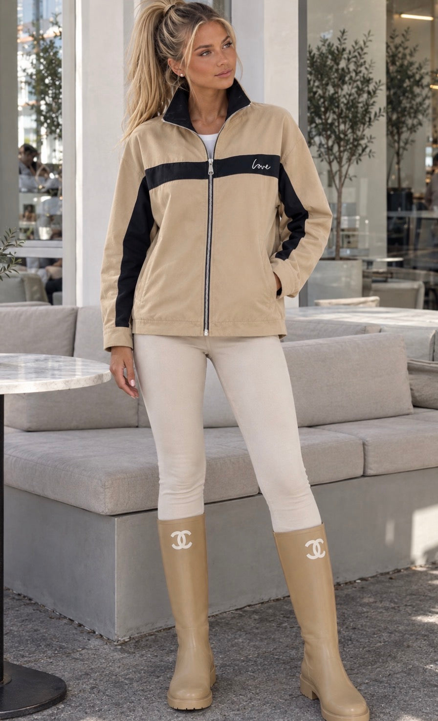 Veste Zippée jogg Beige LENOX — Col Montant