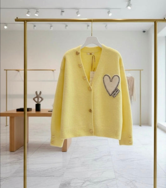 Gilet laine avec cœur brodé BELLA