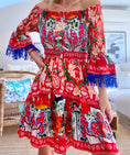 Cargar la imagen en la vista de la galería, Vestido bohemio palabra de honor rojo LONDON
