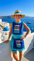 Cargar la imagen en la vista de la galería, Ensemble Top & Jupe Sardines | Bleu Turquoise Esprit Santorin
