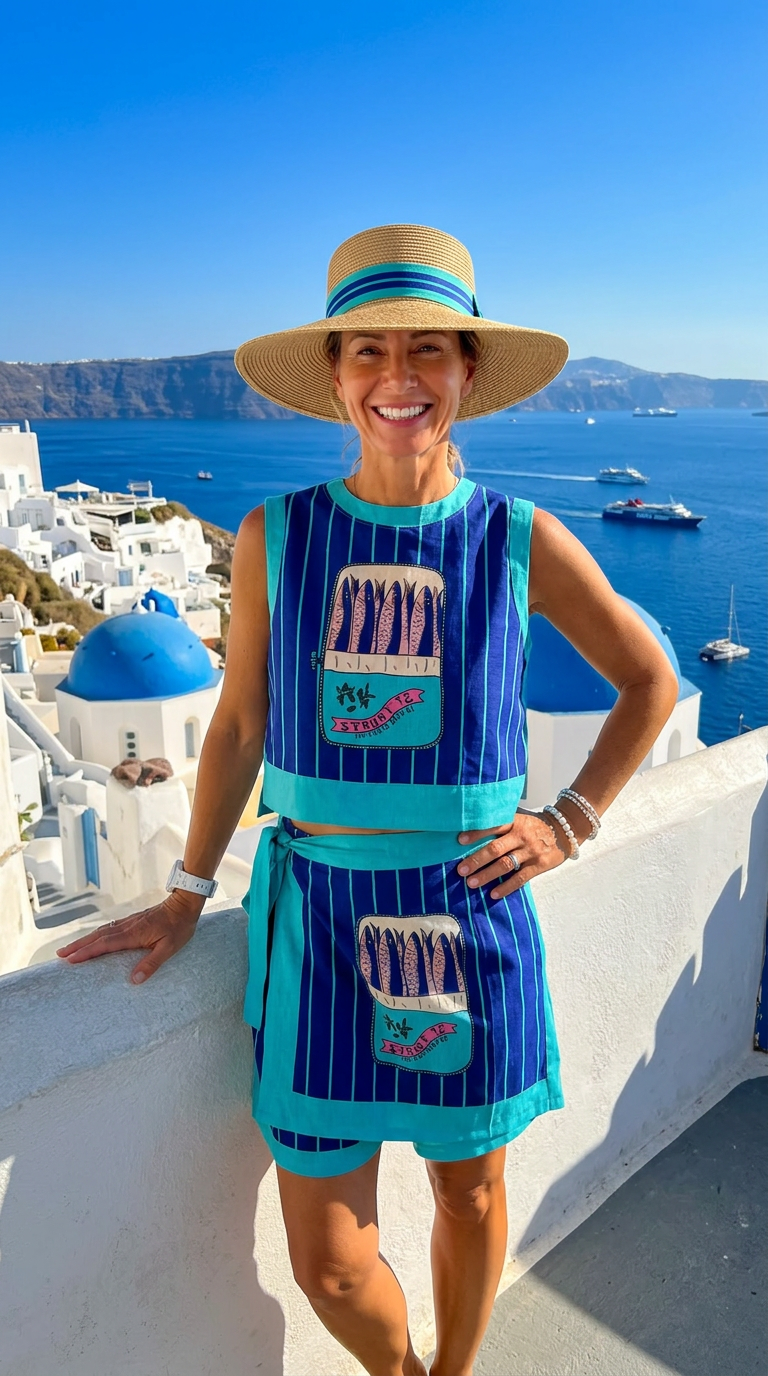 Ensemble Top & Jupe Sardines | Bleu Turquoise Esprit Santorin