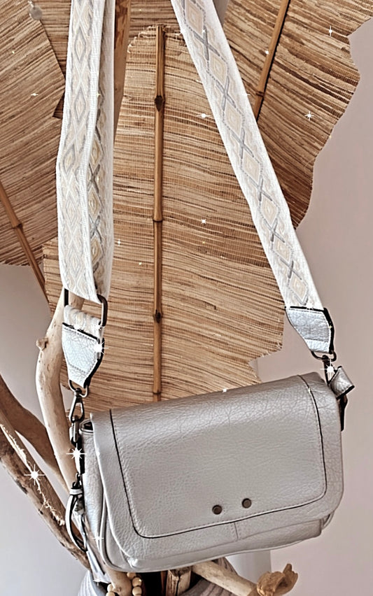 PALMA iridescent silver shoulder bag