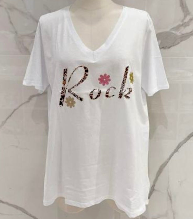 Tee shirt coton ROCK FLOWERS  2 tailles