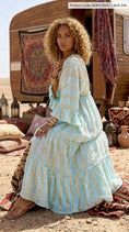 Cargar la imagen en la vista de la galería, Robe Longue Bohème Gypsy EVA – Tie & Dye Aqua | Paillettes

