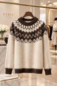 Charger l'image dans la visionneuse de la galerie, Pull jacquard femme LOU – Crème et chocolat
