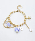 Cargar la imagen en la vista de la galería, Bracelet  Breloques Doré FIDJI – Collier Bohème Femme Cœurs & Croix🩵
