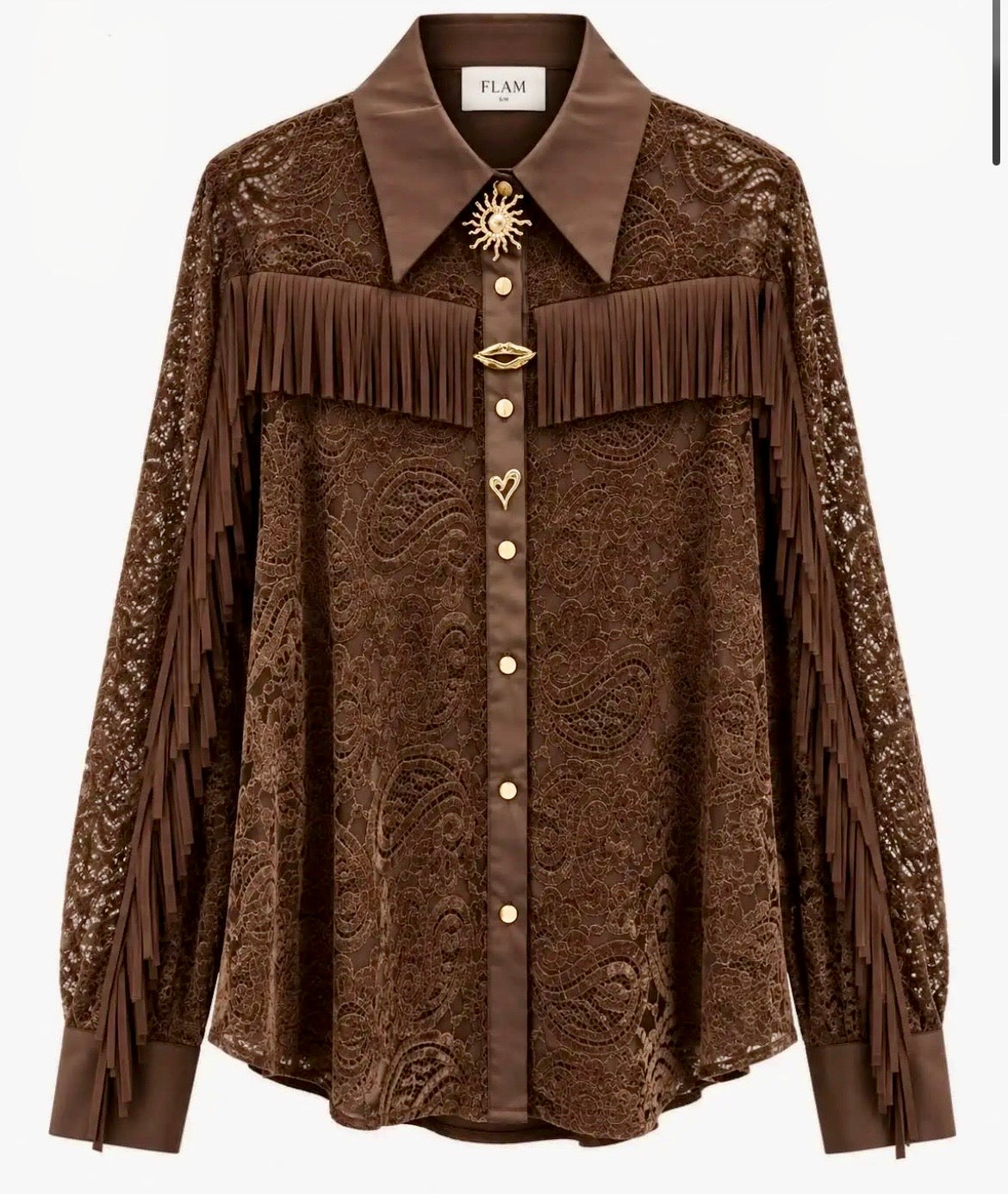 TALULAH – Chemise western femme en dentelle à franges