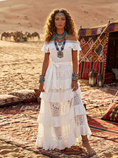 Load image into Gallery viewer, Robe Boho gipsy Blanche ESMERALDA | Dentelle & volants| Hippie Chic
