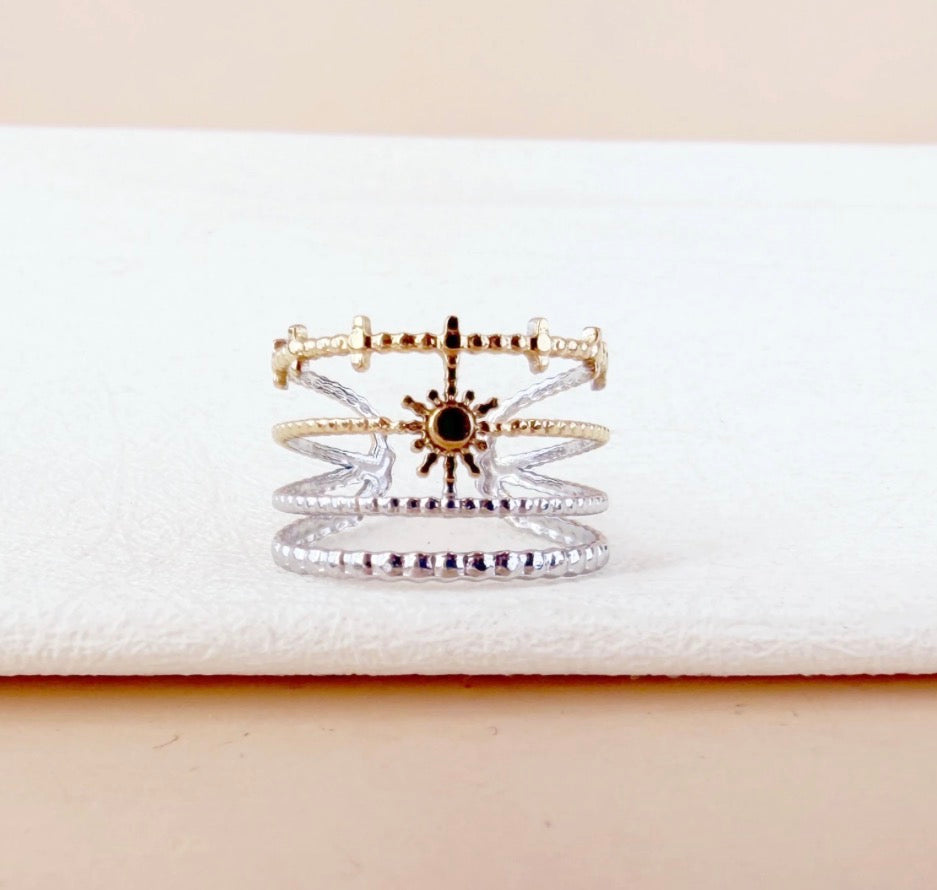 Bague LUNA Gypsy Bohème | Acier Inoxydable Réglable - Multirang
