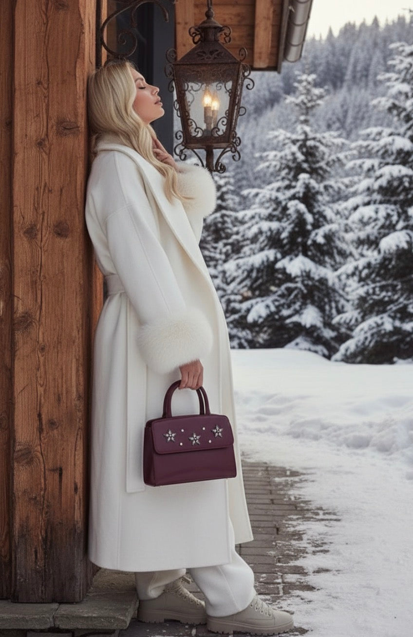 Manteau NINA – Laine & Cachemire, Poignets Fourrure