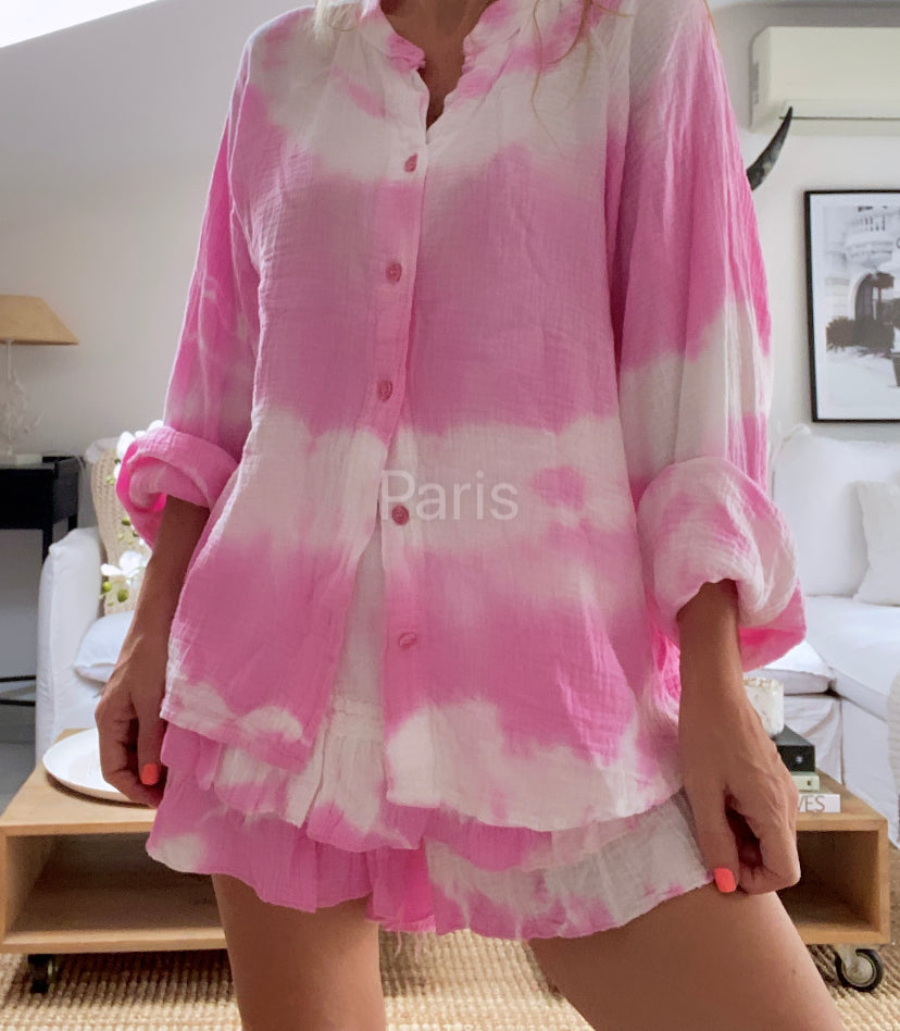 Ensemble short chemise rose BaLI