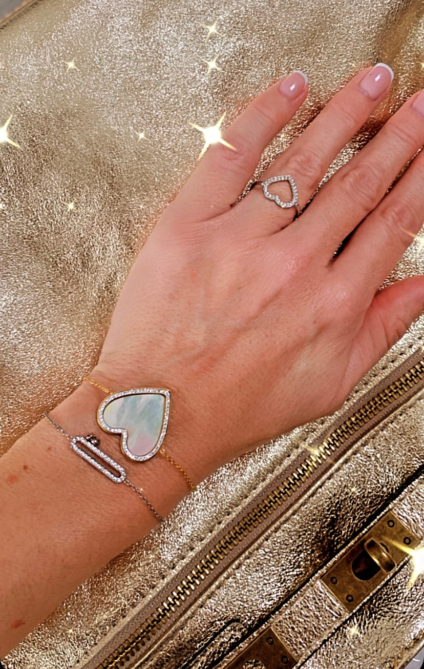 Silver heart ring set with PEGGY
