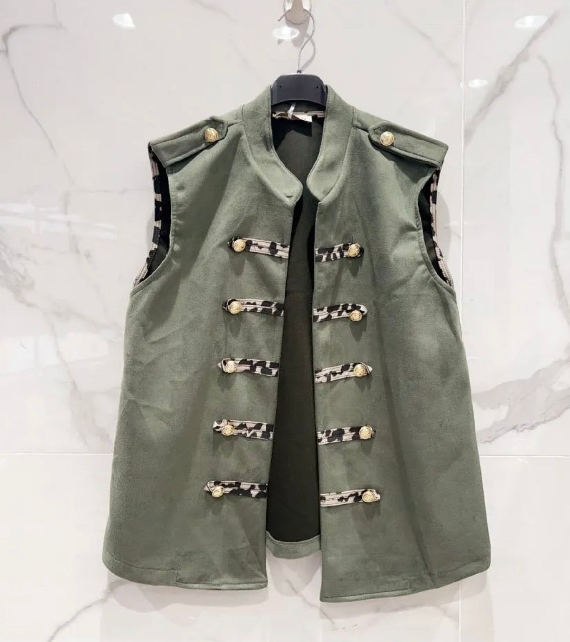 Veste Officier Sans Manches ARMY – Style Militaire Chic Kaki