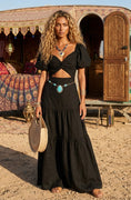 Charger l'image dans la visionneuse de la galerie, 🖤 Robe Longue Noire Bohème TANYA | Gaze de Coton & Gypsy Chic 🌙
