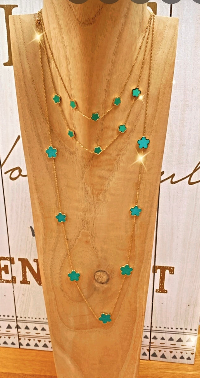 Collier double rang turquoise TINA