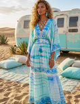 Charger l'image dans la visionneuse de la galerie, ✨ Robe Longue Tie and Dye Bohème Gipsy JASMINE 🌊 Turquoise et sequins
