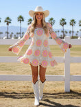 Cargar la imagen en la vista de la galería, Robe Crochet rose NEVADA – Robe courte hippie chic 🌸
