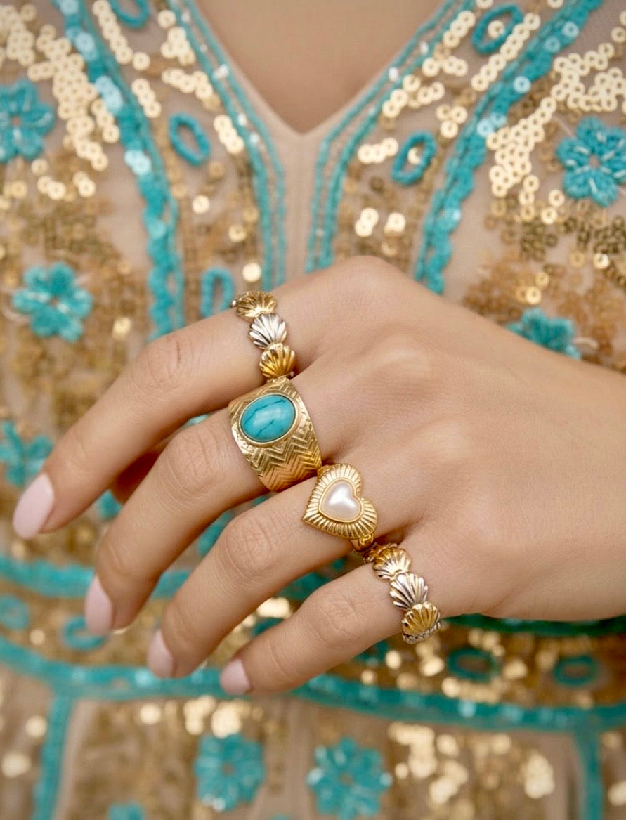 Bague Or & Turquoise SALAMA | Style Gypsy Bohème