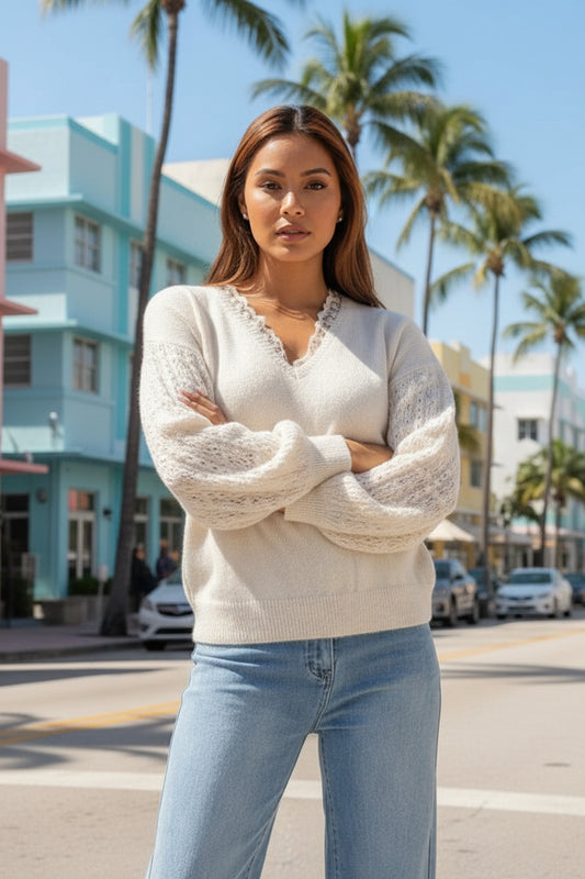 Pull laine et dentelle TESS