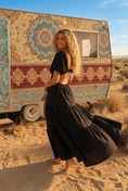 Charger l'image dans la visionneuse de la galerie, 🖤 Robe Longue Noire Bohème TANYA | Gaze de Coton & Gypsy Chic 🌙
