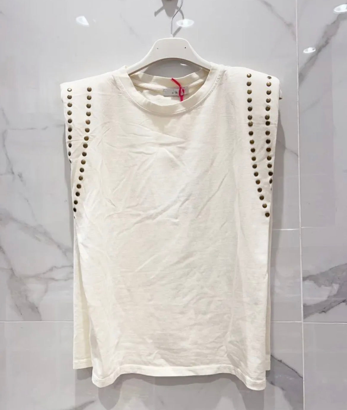Top Coton crème  Clouté rock WYNONA –