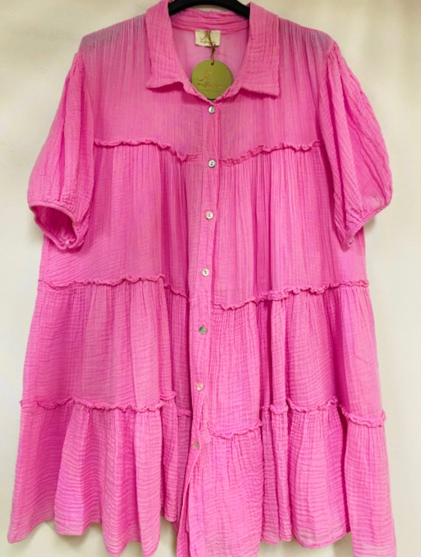 Robe rose coton de gaze ILONA