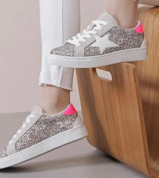 Baskets étoile et paillettes argentées ANGELA
