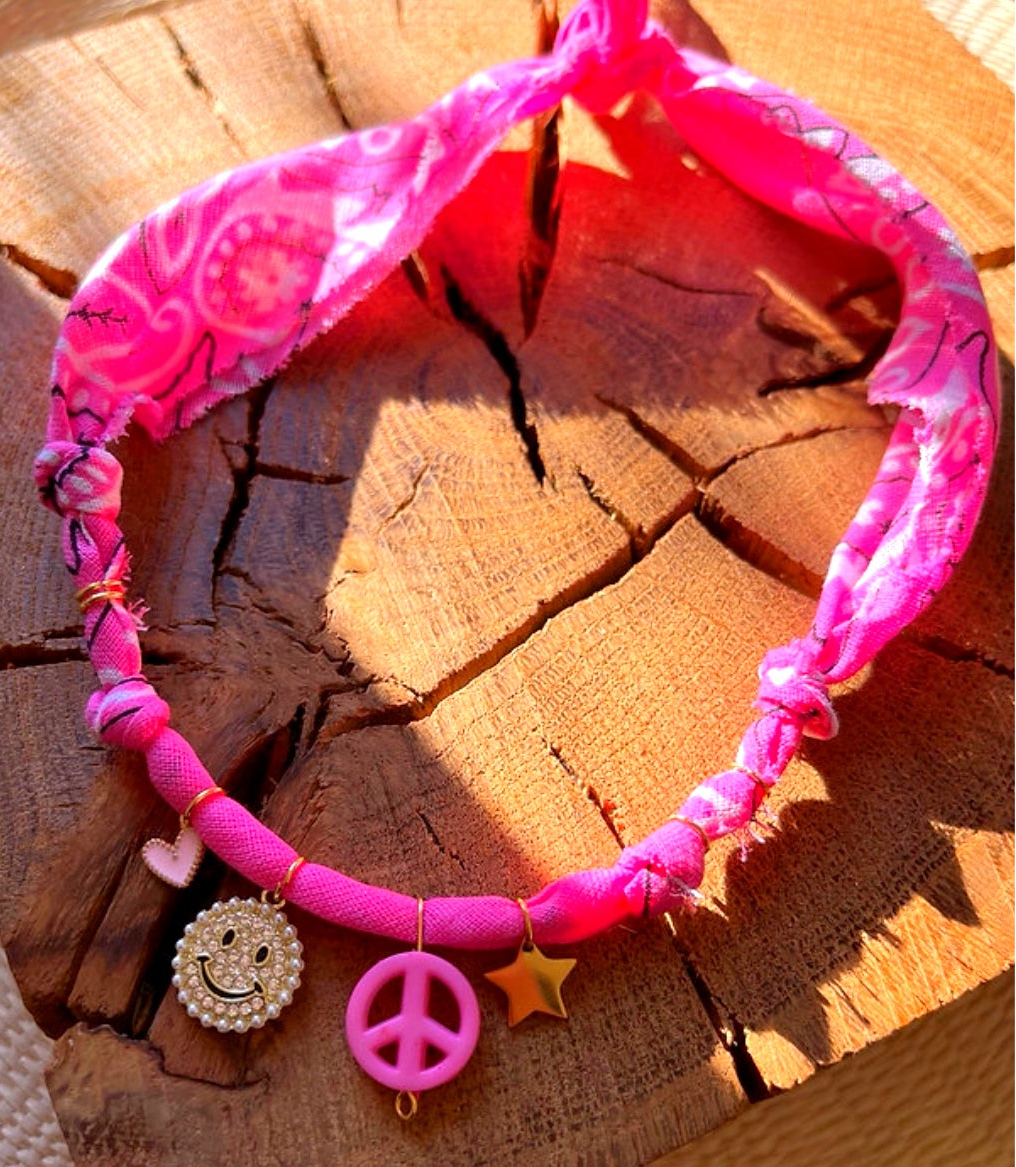 pink bandana necklace PEACELOVE