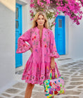 Cargar la imagen en la vista de la galería, Robe Bohème Rose Florale SOFIA – Coton| Manches Évasées | Resort Été
