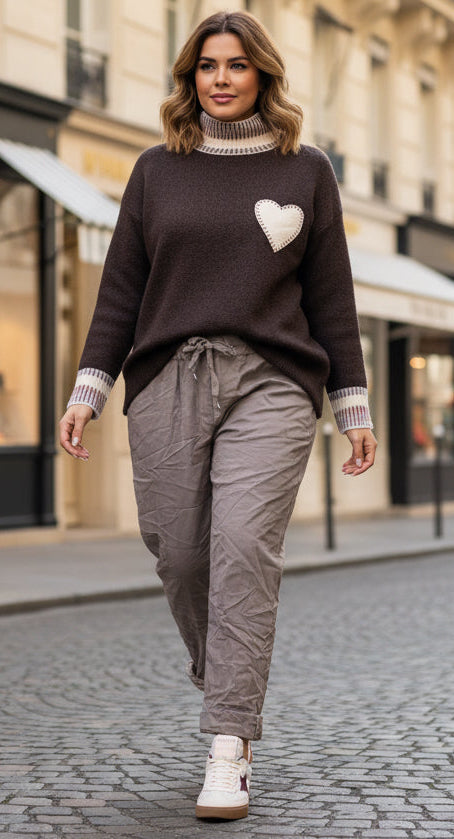 Pantalon taupe toile unie LÉA