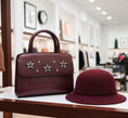 Charger l'image dans la visionneuse de la galerie, Sac Femme Aubergine STAR – Mini Sac Porté Main Strass Étoiles

