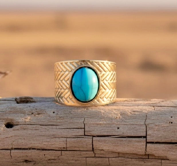 Bague Or & Turquoise SALAMA | Style Gypsy Bohème