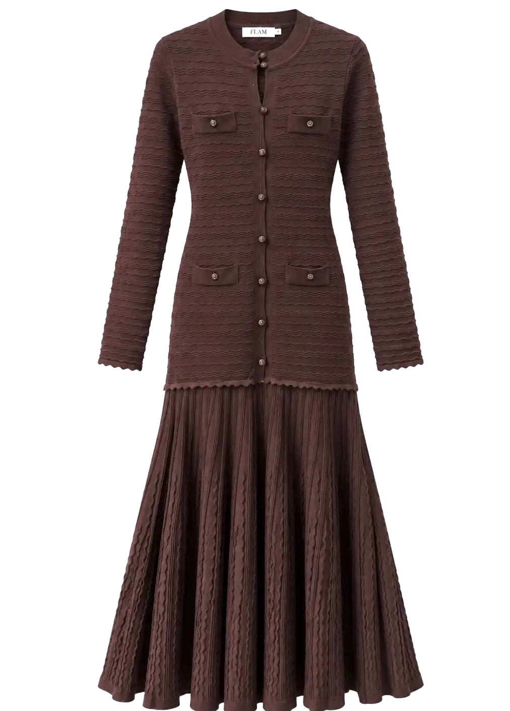 Robe Longue Bi-Matière Chocolat KEYTON