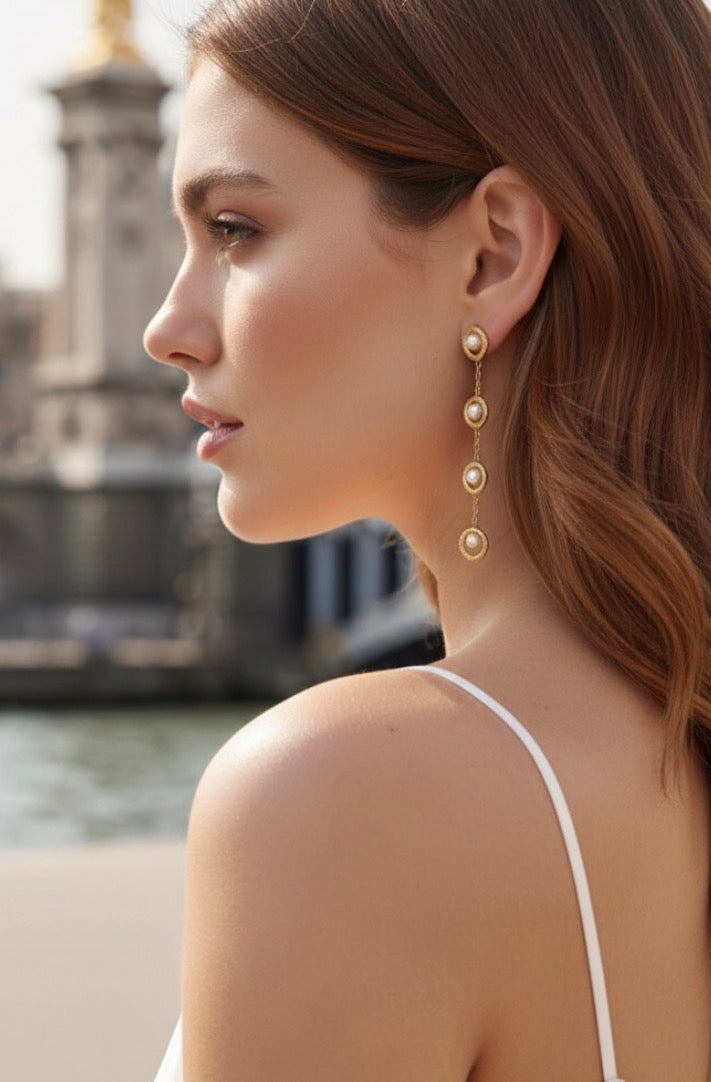 Boucles d'Oreilles Cascade de Perles PARIS – Bijou Chic
