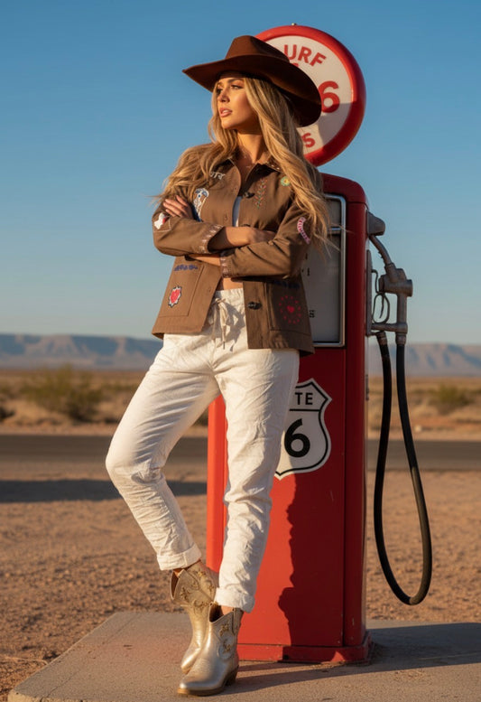 Pantalon LÉA – Toile & Taille Élastique coupe confort