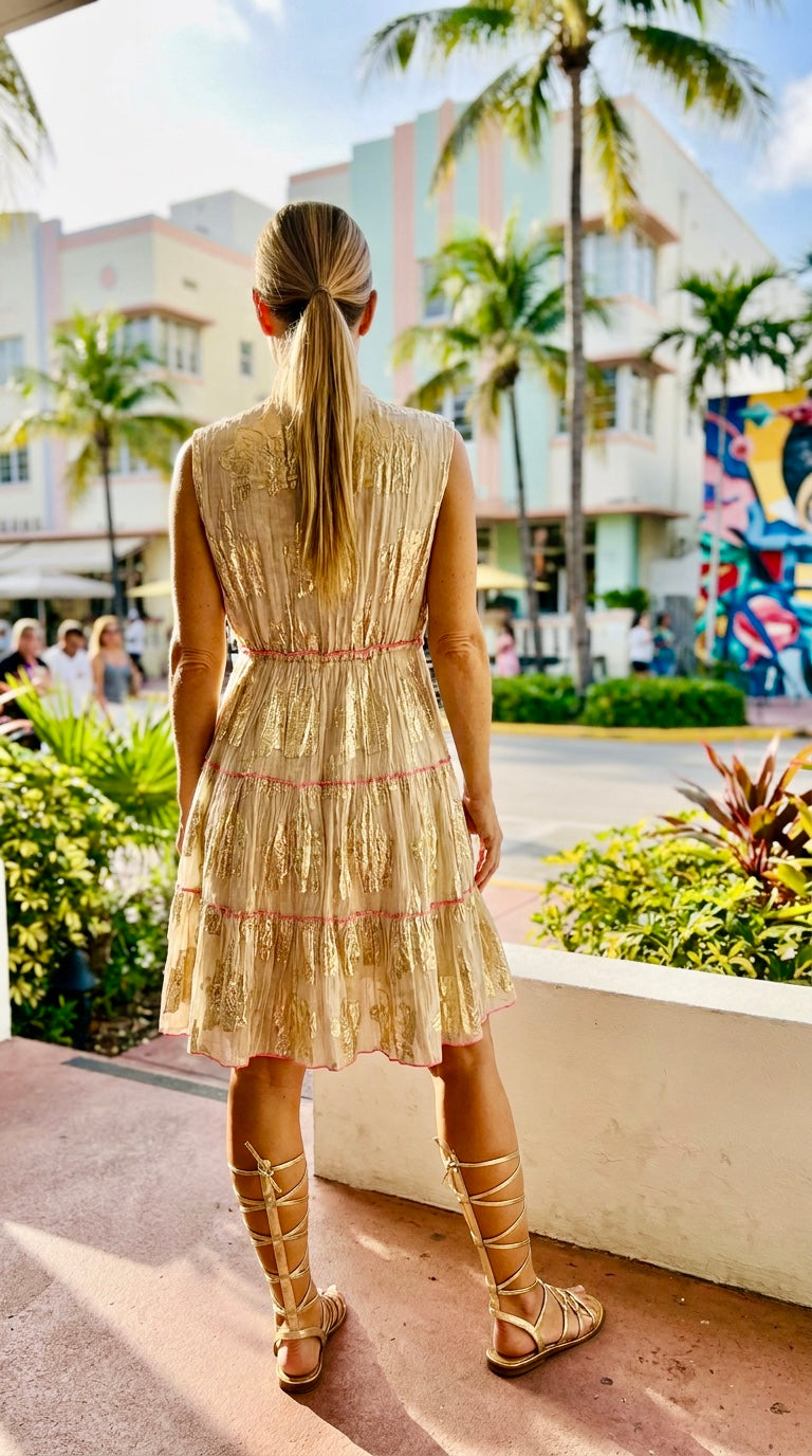 Robe MATHILDA Lurex Or & Paillettes Fluo | Bohème Chic