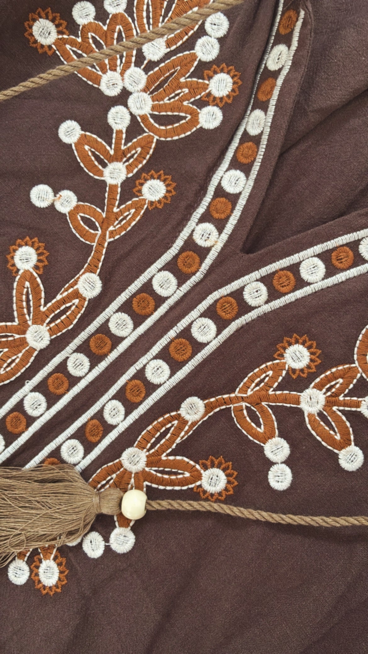 Blouse Brodée Chocolat TENESSEE  – Coton Bohème