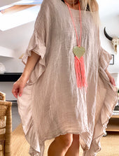 OCÉANE crumpled linen poncho