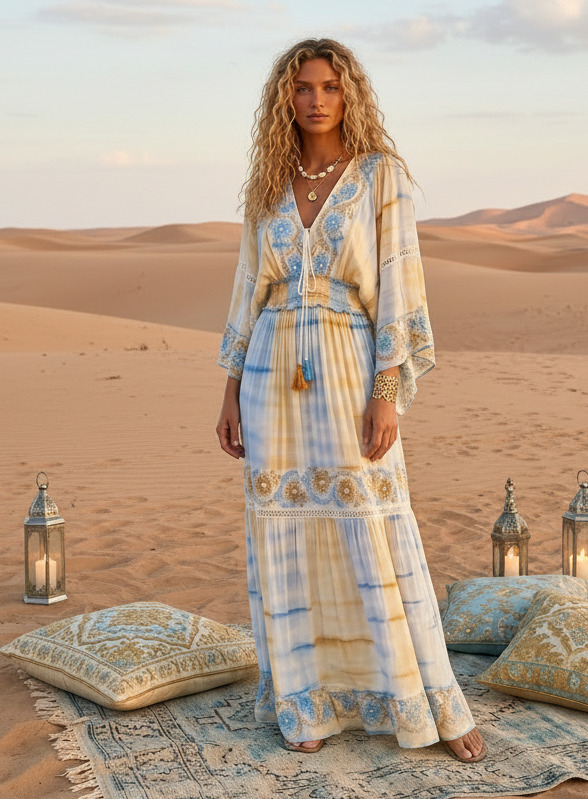 ✨ Robe Longue Tie and Dye Bohème JASMINE sequins💫