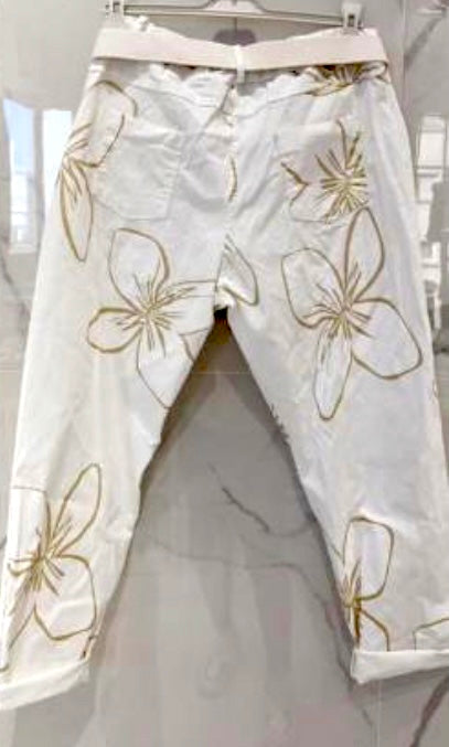 Pantalon blanc fleurs MAYA