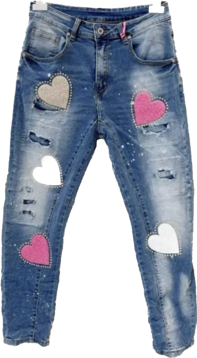 MANON pink/beige used heart jeans