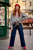 Cargar la imagen en la vista de la galería, Jean Taille Haute bleu denim  & Foulard CHARLY🩵
