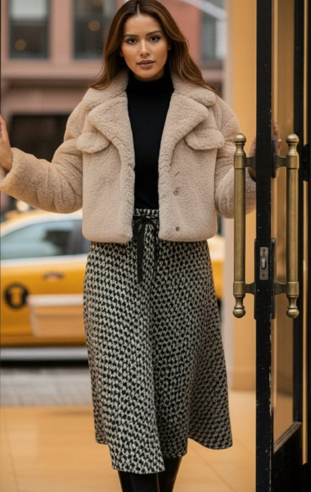 Blouson fausse fourrure beige LUIJI