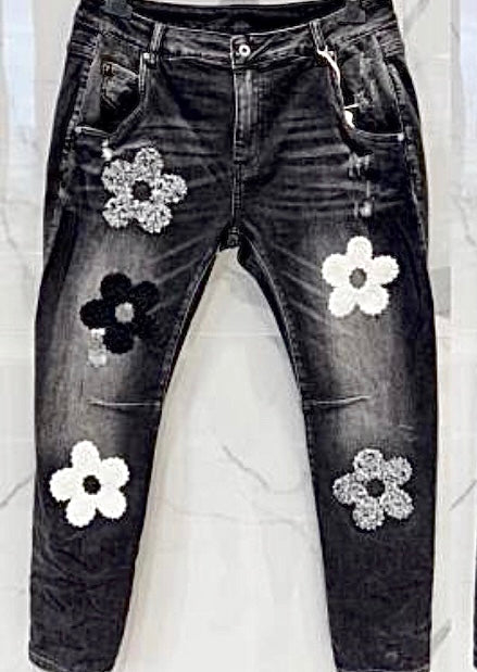 Jean noir used  FLOWER taille XL